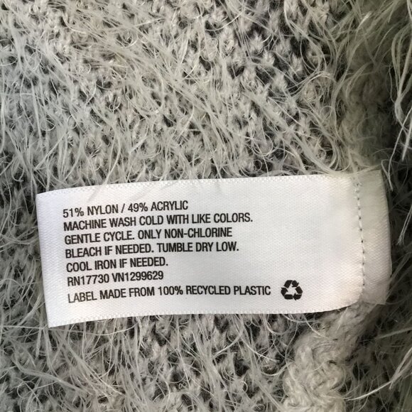 KNOX ROSE Fuzzy Aztec Cardigan Sweater S Gray White Soft Boho Nordic Cozy Knit - Picture 8 of 8